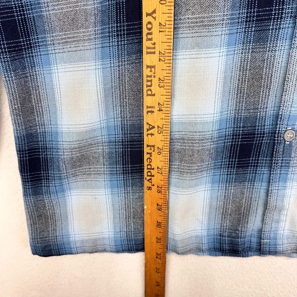 Vintage Cal‎ Top Flannel Shirt Mens 2XL Blue Plaid Long Sleeve Button Up